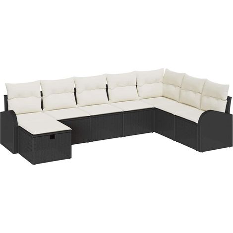 Maison Exclusive - Set Divano da Giardino con cuscino 8 pcs Nero Poly Rattan