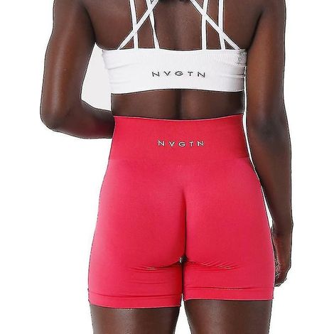 Short Nvgtn en spandex uni sans coutures pour femme, legging de sport doux, tenue de fitness, pantalon de yoga, vêtement de gym - M - Rose hawaïen (1/3)