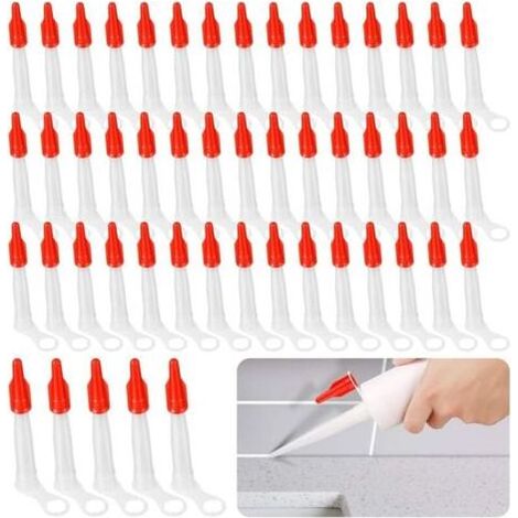 Lot de 50 buses en plastique et bouchons d'étanchéité rouges pour calfeutrage, tubes en plastique pour mastic adhésif de cuisine et de maison (1/4)