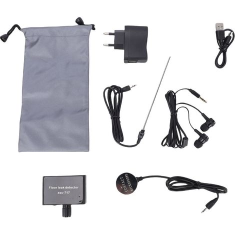 Détecteur de fuites d'eau sans fil avec amplification sonore 20 000X, double sonde, capteur portable avec écouteurs pour canalisations, béton et acier, chantiers de construction (prise UE).