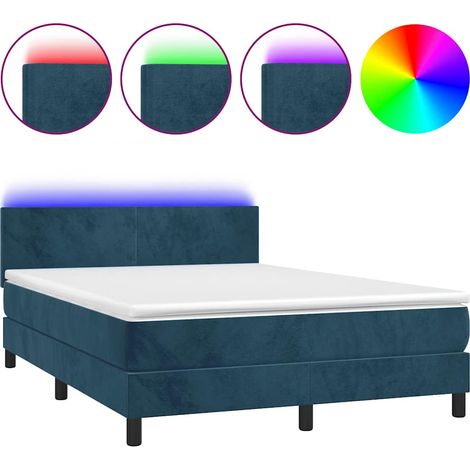Maison Exclusive - Cama box spring colchón y LED terciopelo azul (1/5)