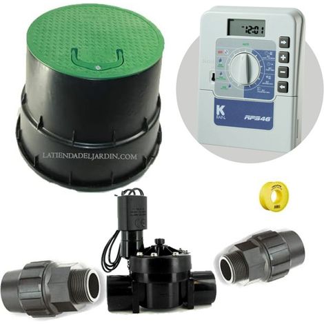 Kit Riego Automatico 1 zona 24V KRain para Tuberia 32mm  Incluye Programador, Electrovalvula y Accesorios