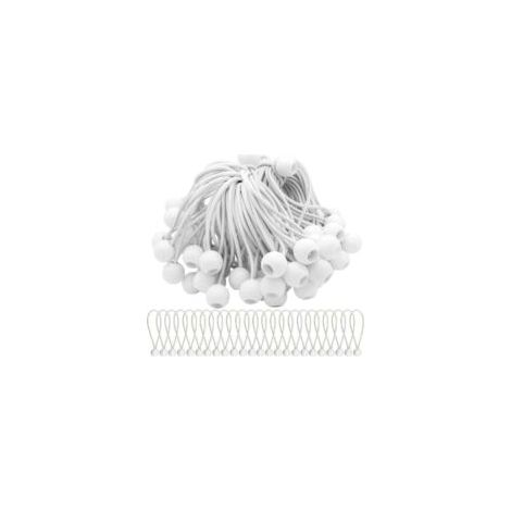 Lot de 50 Tendeur Elastique Cordons Élastiques avec Boules Sandow Elastique Boules Elastiques pour chapiteaux, tentes, bannières et bâches..DEBUNS (1/4)