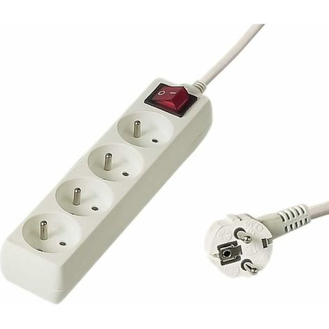 Le protecteur de surtension assure une distribution électrique sûre  bouton marche/arrêt pour un contrôle pratique  la protection contre les surintensités assure la sécurité des équipements  blanc (4  (1/5)