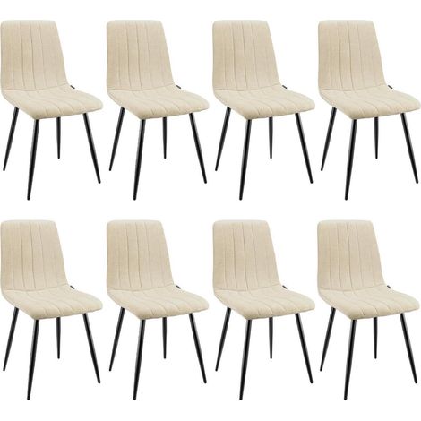 Esszimmerstühle 8er Set, gepolstert, hohe Rückenlehne, Metallfuß, beige (1/5)
