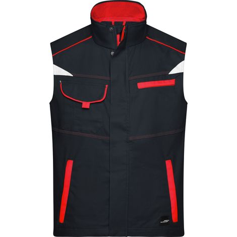 James & Nicholson Funktionelle Weste im sportlichen Look JN850 Gr. 3XL carbon/red (1/5)