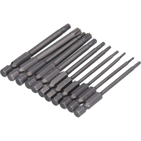 Set mit 11 sternförmigen Schraubendreherbits, 1/4-Zoll-Sechskantschaft, magnetischer S2-Stahl, 75 mm, Sicherheitskoffer (1/5)