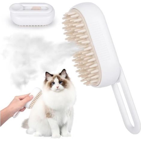Brosse à vapeur 3 en 1 pour chat, brosse vapeur rechargeable avec extrémités arrondies, brosse à vapeur autonettoyante (1/4)