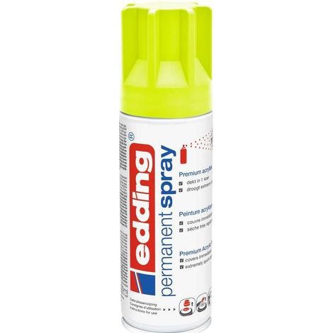 Bombe de Peinture - EDDING - Spray Permanent 5200 - Jaune Fluorescent - Mat - Acrylique (1/5)