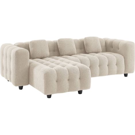 sweeek - Ecksofa, wendbar, mit strukturiertem Bouclé-Bezug, Strukturiertes  Bouclé, Beige