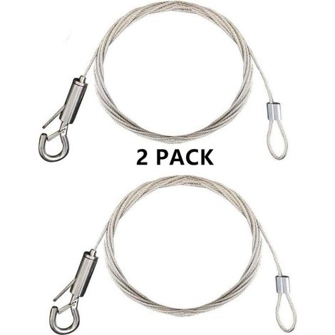 2 PACK Image Suspendez le fil 2 mm × 2 m avec 2 tubes à sertir Heavy Duty en acier inoxydable câble pour la lumière/matériel de lampe, jusqu'à 30 kg (1/5)