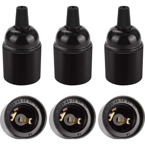 Kaelt - Aougo – Douille E27 vintage noire – Bakélite résistante 180°C – Tension 250V – Lot de 6 – Compatible ampoules Edison pour éclairage rétro (1/5)
