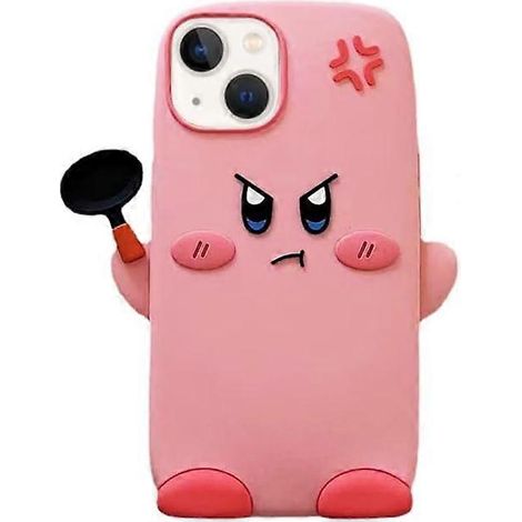 Coques Kawaii pour iPhone 13 Pro Max, coque de téléphone mignonne en silicone souple avec motif étoile rose 3D et expression amusante et en colère. (1/5)