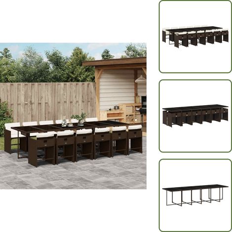 Ratán sintético - vidaXL Set muebles de jardín 13 pzas y cojines ratán sintético marrón - Cojines para sillas