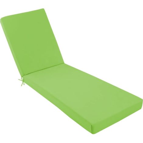 Matelas de bain de soleil en 2 parties, 60 x 190 cm, imperméable, housse amovible, mousse de polyuréthane premium 4 cm, fixation élastique, coloris vert citron (1/5)
