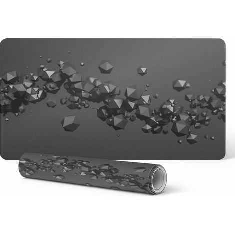 Alfombrilla de escritorio decorativa elegante con dise帽o geom茅trico 3D, 90x45 cm.