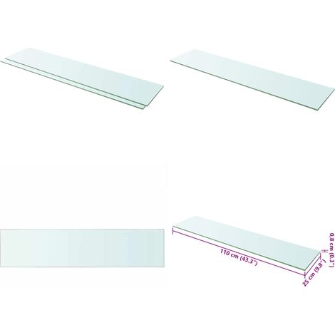Panneaux d'étagère 2 pcs Verre Transparent 110 x 25 cm - Etagere Murale - Étagère Verre - Décoration Murale - Rangement Mural - Meuble Design - Home & Living (1/5)