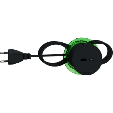 Schneider Electric – Bloc prise USB-A + USB-C anthracite à encastrer XS avec câble 2m – Mode de pose électricité – Pour installation dans murs et meubles