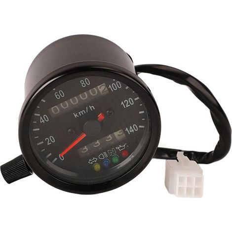 Compteur de vitesse pour moto 140 km/h, précis et fiable, avec phare, clignotants et odomètre. (1/5)
