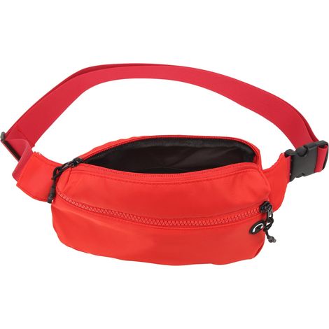 Sac banane de sport grande capacité en nylon imperméable avec passage pour écouteurs, idéal pour l'entraînement, la course à pied et les voyages (rouge). (1/5)