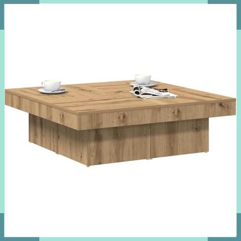 856555 Table basse chêne artisanal 90x90x28 cm bois d'ingénierie (1/5)