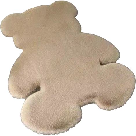 Tapis de chambre mignon en forme d'ours, moelleux et doux, pour chambre de filles et ados, salon, beige, 45x60 cm (1/5)