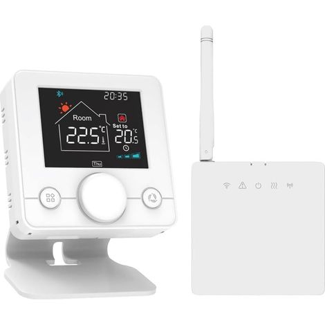 Thermostat Sans WiFi RF433 pour Chaudière à Gaz et Chauffage de L'Eau avec Support de Support pour Téléphone Portable (1/5)