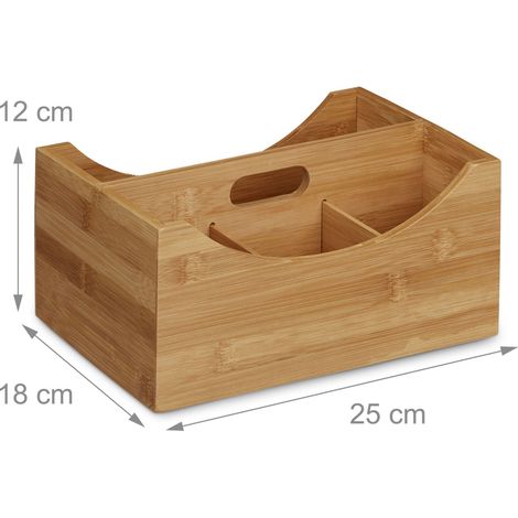 Organizer da scrivania in legno di bambù 25 x 10 x 10 cm con scomparti versatili design moderno 130003383