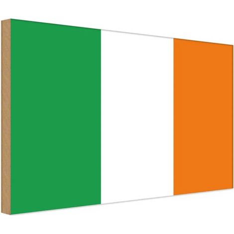 Panneau en bois 30x40 cm, blason et drapeau irlandais (1/4)