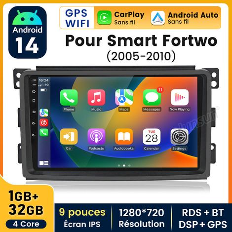 9 pouces Carplay Autoradio pour Smart Fortwo 2005-2010 Android 1+32GB JUNSUN (1/5)