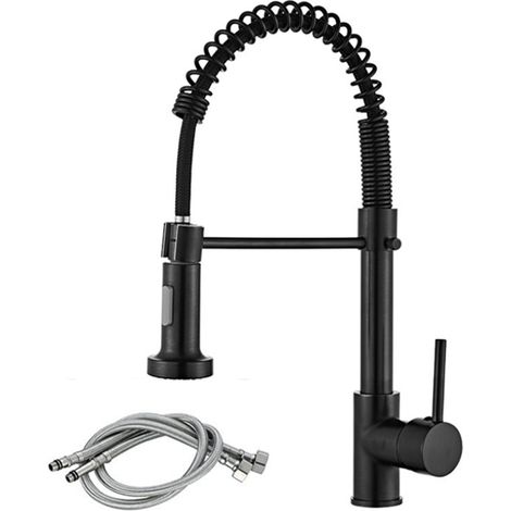 Robinet Cuisine,Noir Pivotant à de Cuisine arc élevé 3/8" 360°,Robinetterie 304 Acier Inoxydable (1/5)