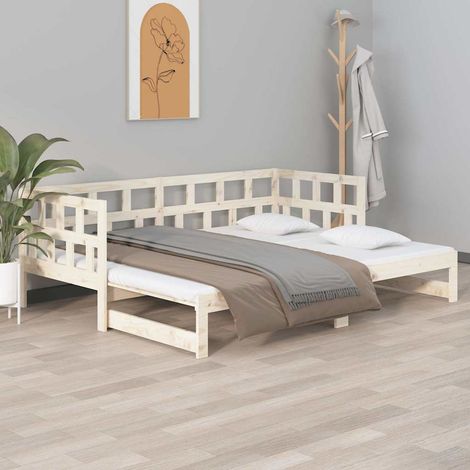 Lit coulissant sans matelas bois de pin solide 2x(80x200) cm (1/5)