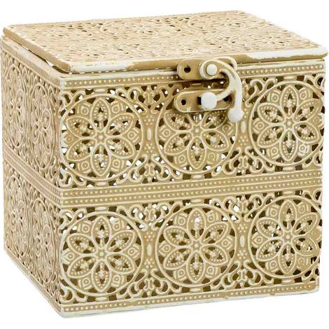 Caja de metal marrón 12.5x12.5x11.5h cm