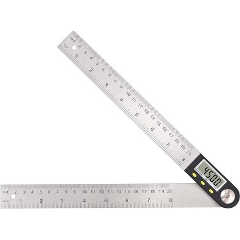 200mm Digital Angle Finder 0-360° 2-in-1 Stainless Steel Digital Protractor with LCD Display for Angle Measurement in Woodworking, Construction, and Repair (1/5)