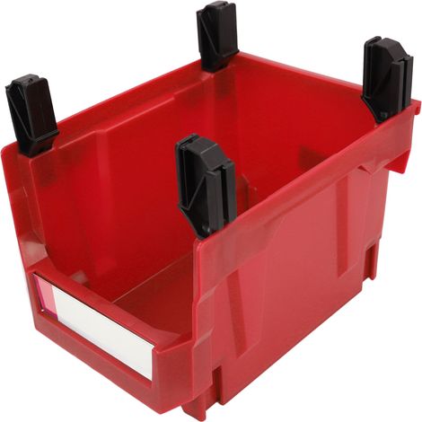 Boîte de rangement pour accessoires, en plastique, empilable et suspendue, pour bonbons, quincaillerie et fournitures de loisirs créatifs, 276 x 213 x 178 mm, rouge. (1/5)