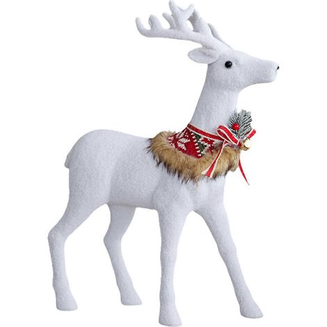 Weiße Weihnachts-Rentierfigur, realistische Weihnachts-Rentier-Dekoration, perfekt für die Weihnachtsdekoration (1/5)