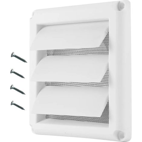 Grille de ventilation, Blanc, Avec moustiquaire, Avec mobile, Grille de ventilation pour cuisine, sèche-linge, salle de bain, garage (1/5)