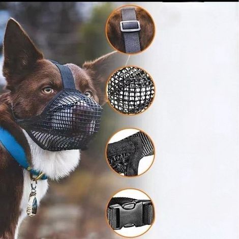 Muselière pour chiens - Taille L convient aux chiens pesant de 25 à 37,5 kg - Sangle en nylon - noir - Fermeture rapide - Réglable - 1 pièce (1/5)