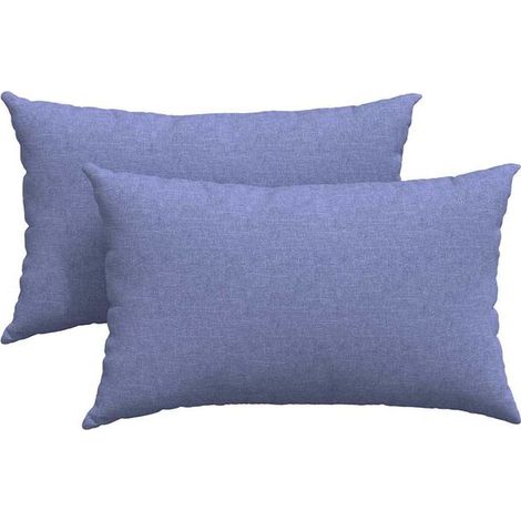 Coussins de canapé, lot de 2, tissu bleu denim, 50 x 30 cm. (1/5)