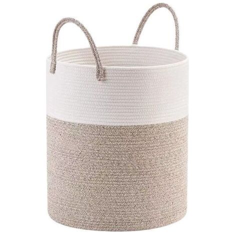 Panier a Linge Sale en Coton Tissé, Boho Corbeille a Linge avec Poignée, Panier Rangement Salle de Bain, Grand Laundry Basket pour Buanderie Chambre D'enfant Salon Jouets, 38x50cm (1/4)