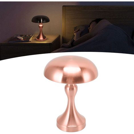 Lampe de table pour bar/restaurant, lampe champignon rechargeable, lampe de chevet d'ambiance, veilleuse à intensité variable et contrôle tactile de la température de couleur sur 3 niveaux, couleur cu (1/5)