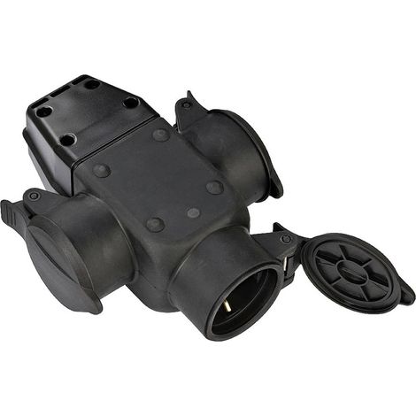 Brennenstuhl – Adaptateur triple caoutchouc 1082120 – 3 prises IP44 – Pour chantiers humides – Charge mécanique élevée – 230 V
