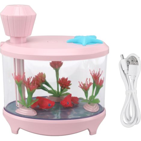 Micro-paysage humidificateur poisson ultrason silencieux USB rechargeable huiles essentielles aromathérapie voiture chambre bureau rose (1/5)