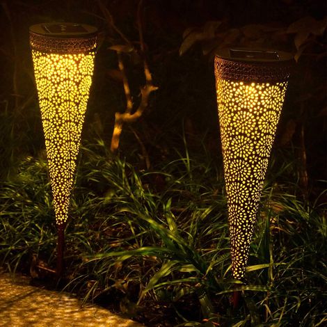 Lampes solaires de jardin extérieur, éclairage décoratif LED extérieur étanche IP44, lampes solaires pour allées, allée de garage, terrasse, pelouse, patio, cour (2 pièces) (1/5)
