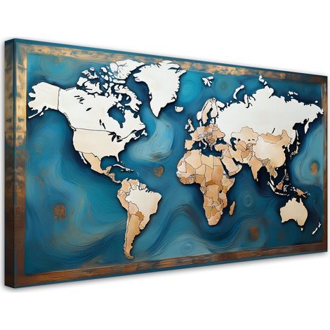 Tableau déco Carte du monde Turquoise rétro 80x40 (1/5)