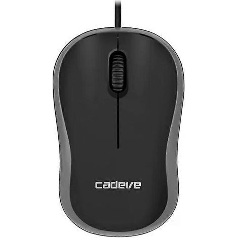 Souris filaire USB à 3 boutons, design portable, noir et gris - Cadeve M220 (1/2)