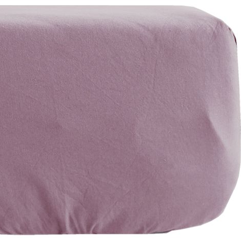 Drap housse prune en percale de coton 80 fils 160 x 200 x 35 cm (1/2)