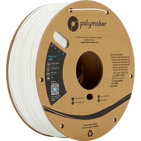 Polymaker PE01002 PolyLite Filamento per stampante 3D Plastica ABS odore ridotto 1.75 mm 1000 g Bianco 1 pz. (1/5)