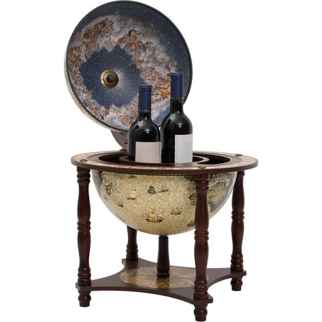 Support à vin bar forme globe Marron Bois d'eucalyptus massif CFW828657 (1/5)