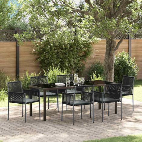 Garten Essgruppe 7 pcs Schwarz PE-Rattan (1/5)